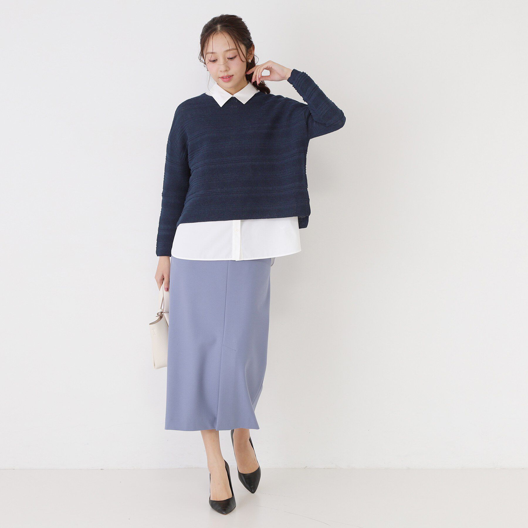 COUP DE CHANCE「【手洗い可／日本製／和紙使用】地柄ボーダーニット」|ニット・セーター|