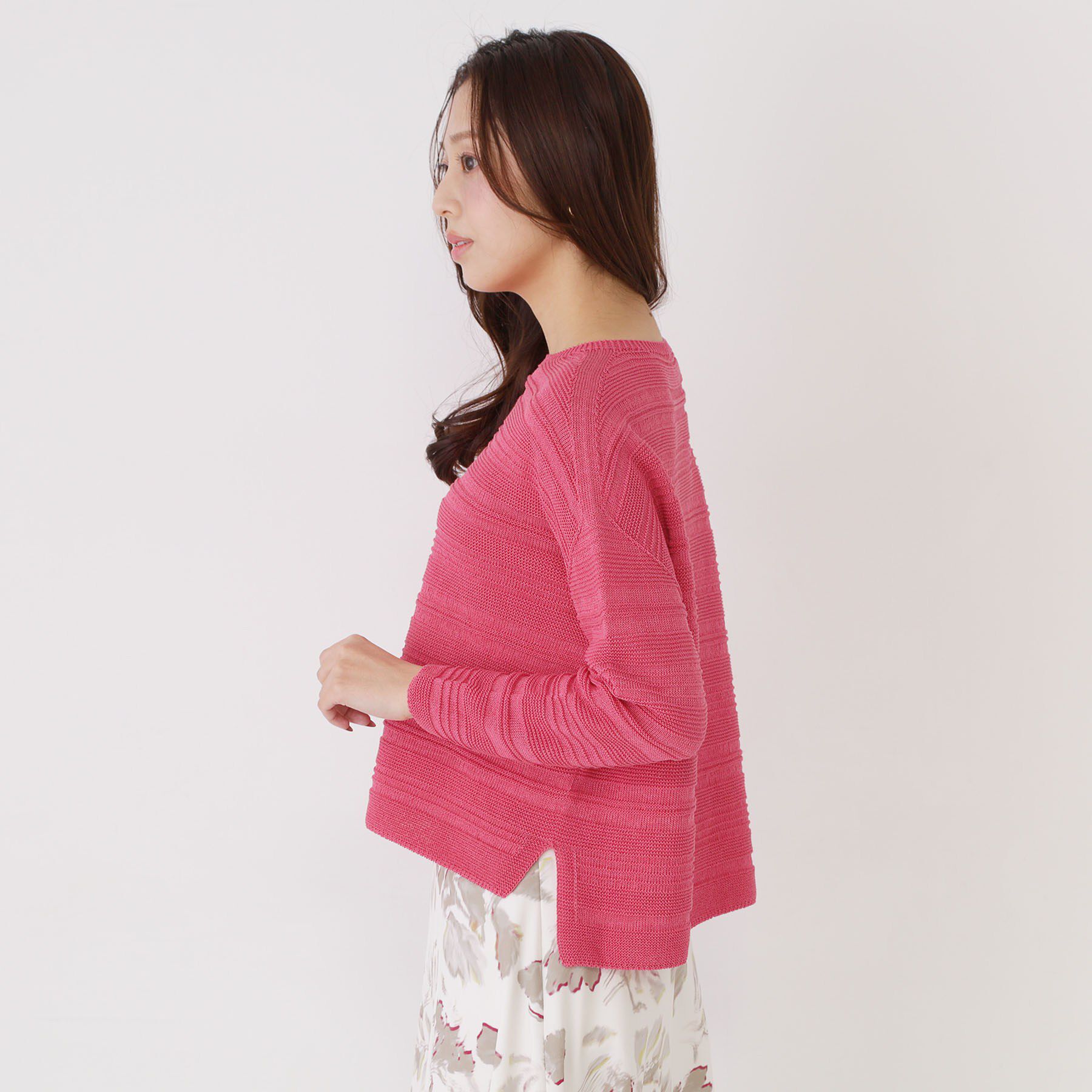 COUP DE CHANCE「【手洗い可／日本製／和紙使用】地柄ボーダーニット」|ニット・セーター|