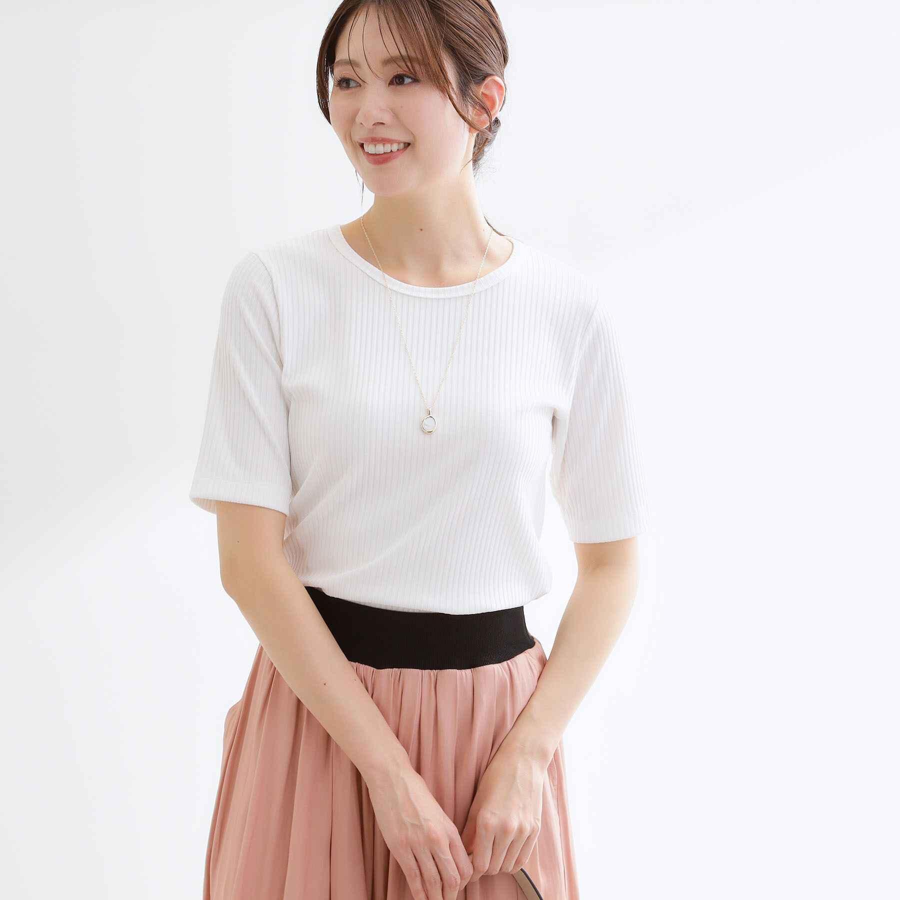 Reflect「【インナーにおすすめ◎】クルーネックストレッチリブトップス」|Tシャツ・カットソー|