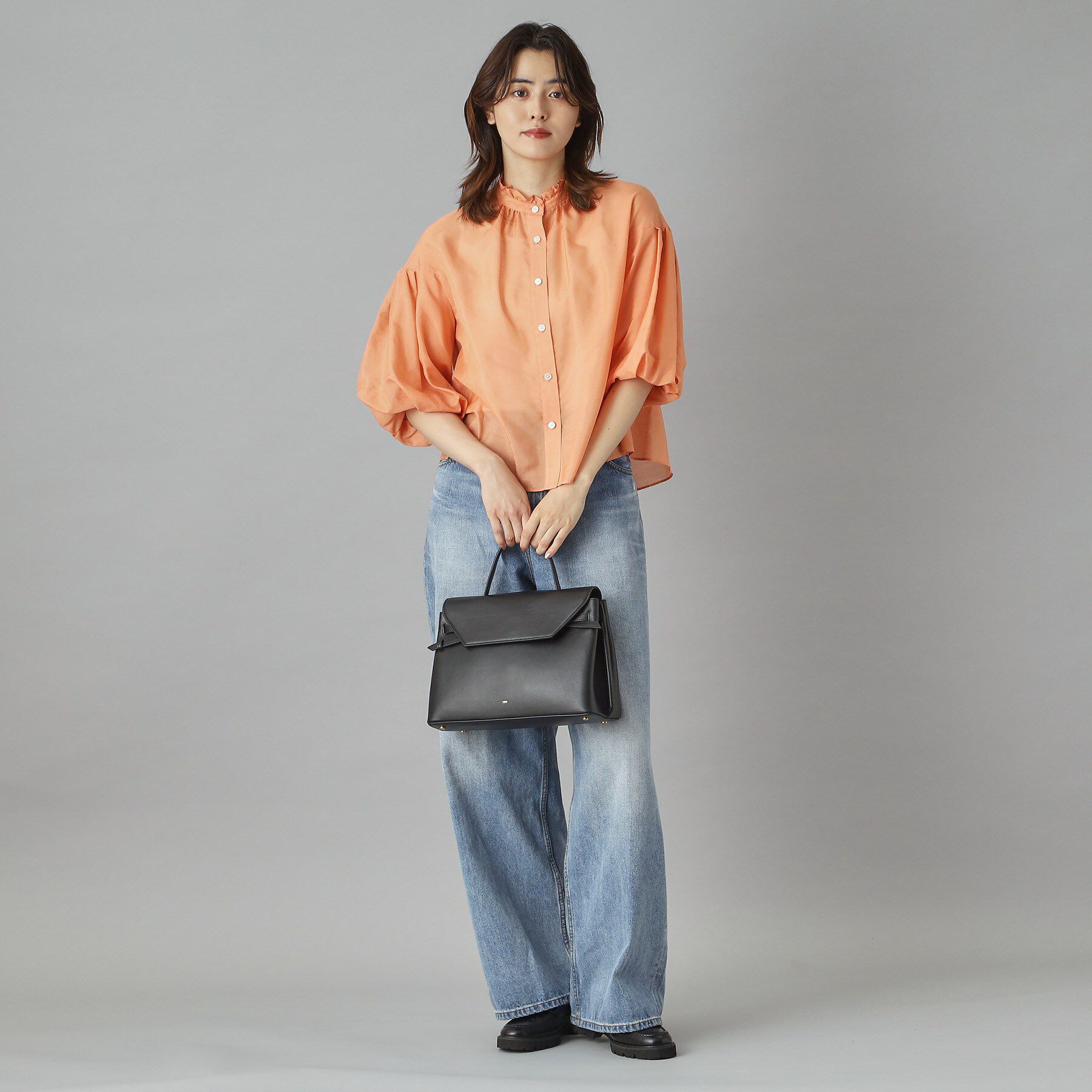 DRESSTERIOR「【洗える】スタンドフリルボリュームスリーブブラウス」|シャツ・ブラウス|