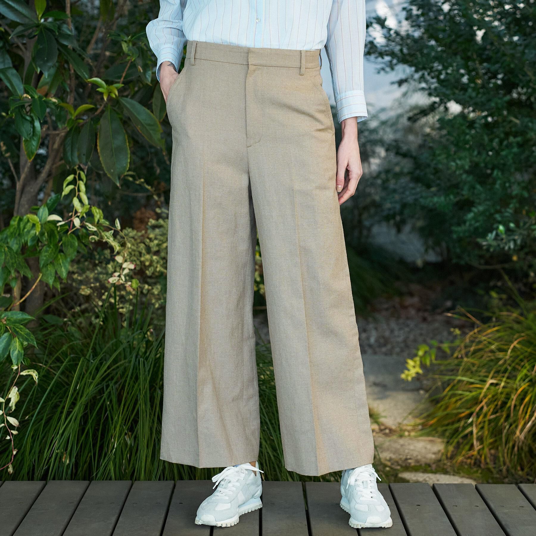 DRESSTERIOR「【セットアップ可/ウォッシャブル】リネンブレンドワイドパンツ」|その他|ライトベージュ(05