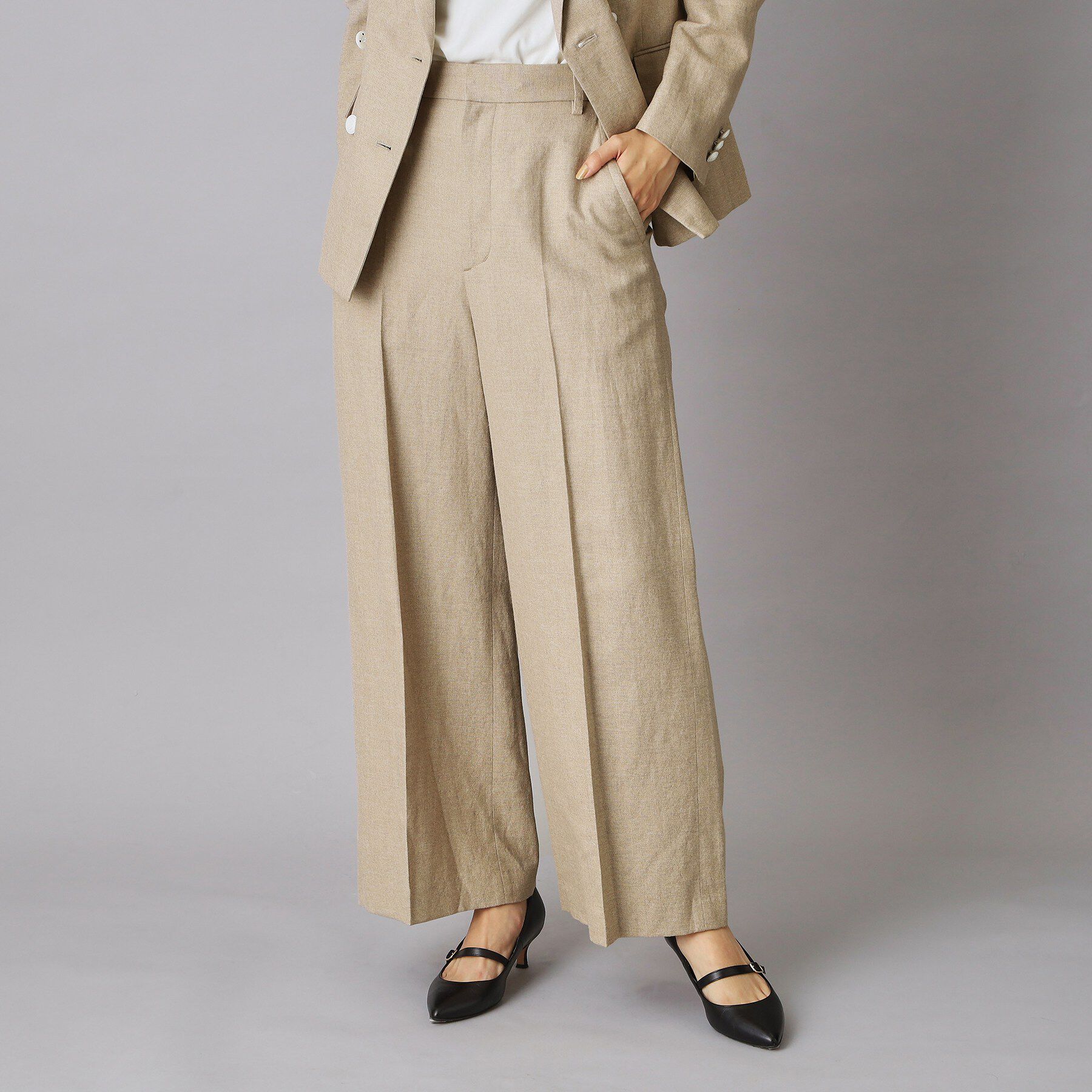 DRESSTERIOR「【セットアップ可/ウォッシャブル】リネンブレンドワイドパンツ」|その他|