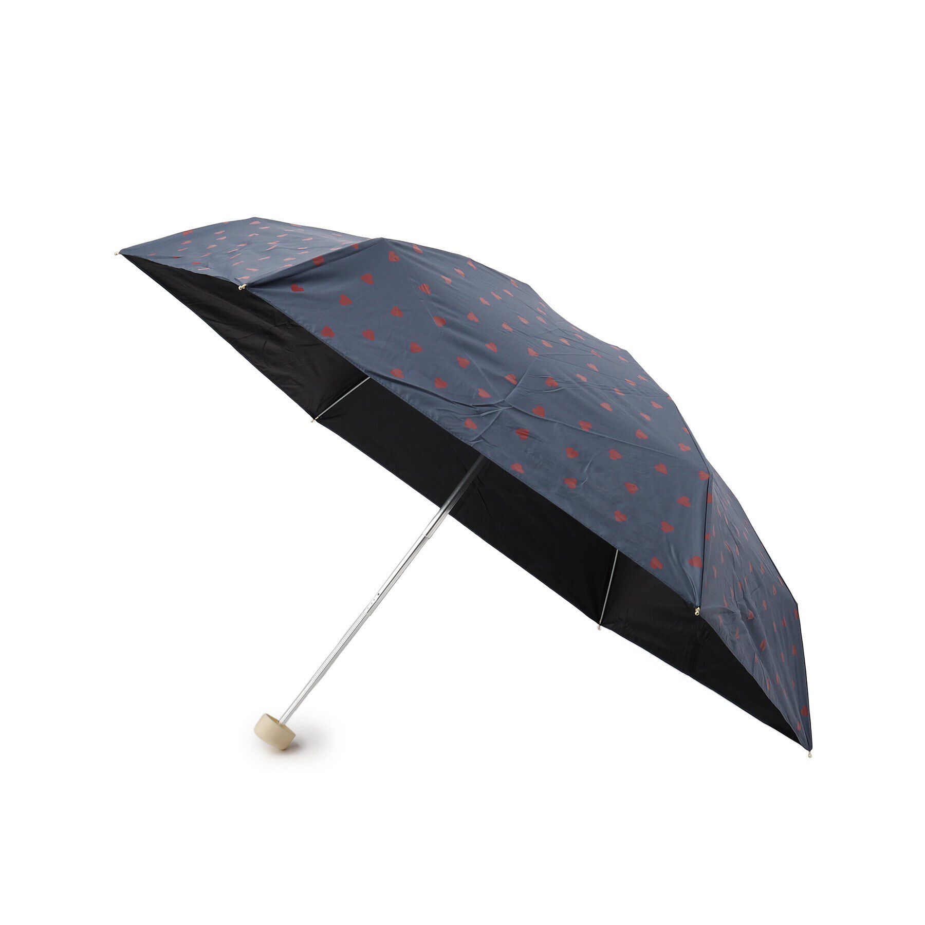 grove「【折り畳み傘／晴雨兼用／UV】遮光シャギーハート」|傘|ネイビー(094)