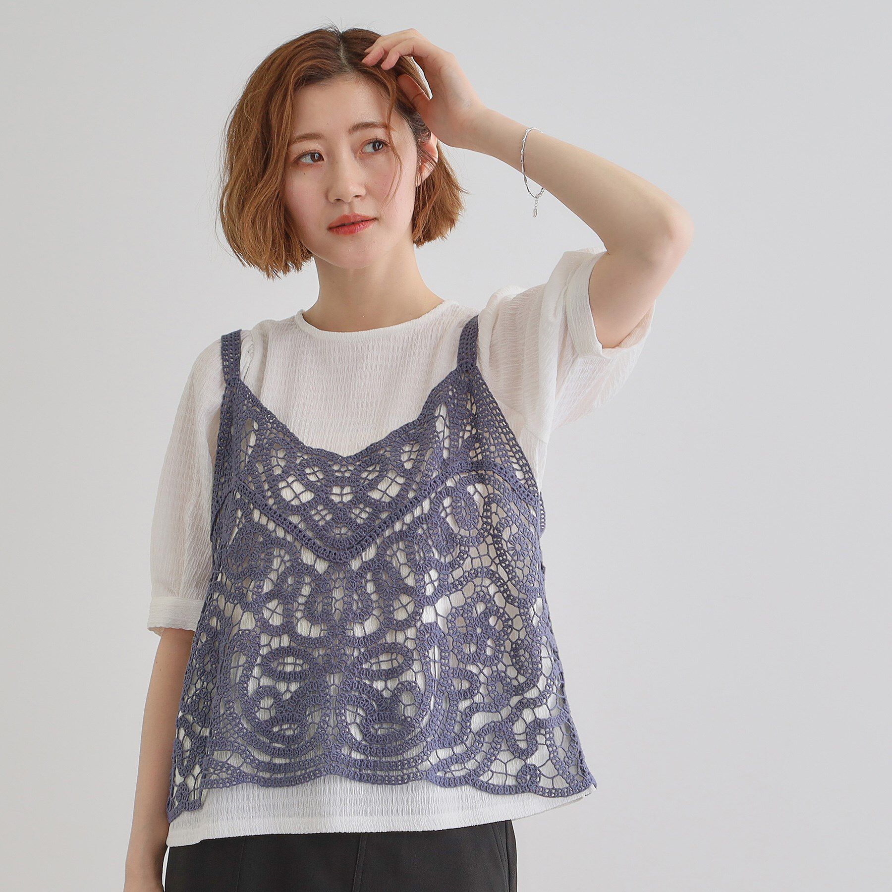 grove「1枚でお洒落に決まるレースビスチェ&times;ブラウスSET」|シャツ・ブラウス|