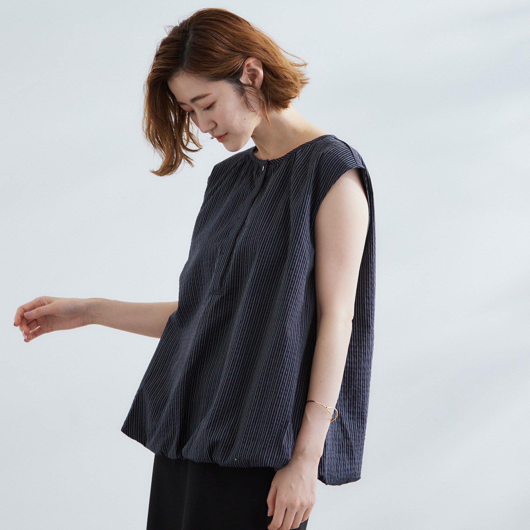 grove「裾のボリュームが今年気分　ストライプバルーンブラウス」|シャツ・ブラウス|