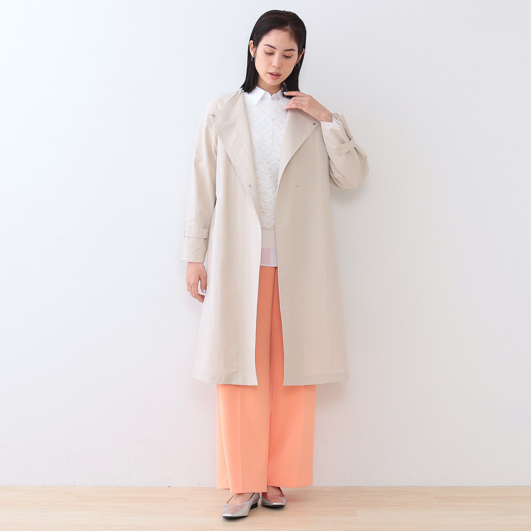 INDIVI「【撥水／UVケア／軽量】トレンチ風ロングコート」|トレンチコート|