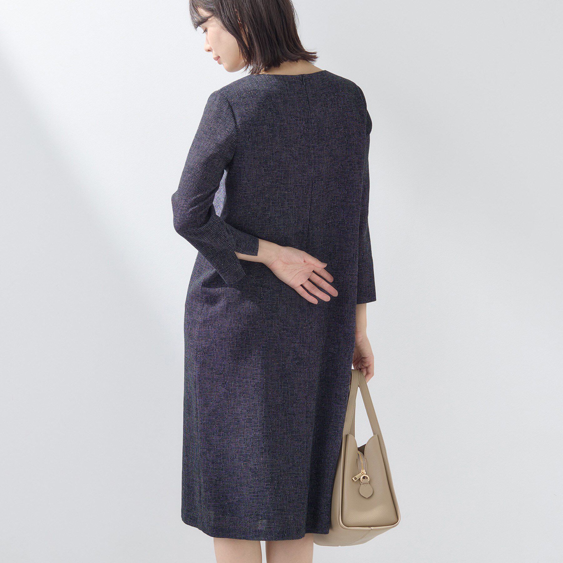 INDIVI「【軽量／SETUP可能】ストレッチツイードAラインワンピース」|ワンピース|