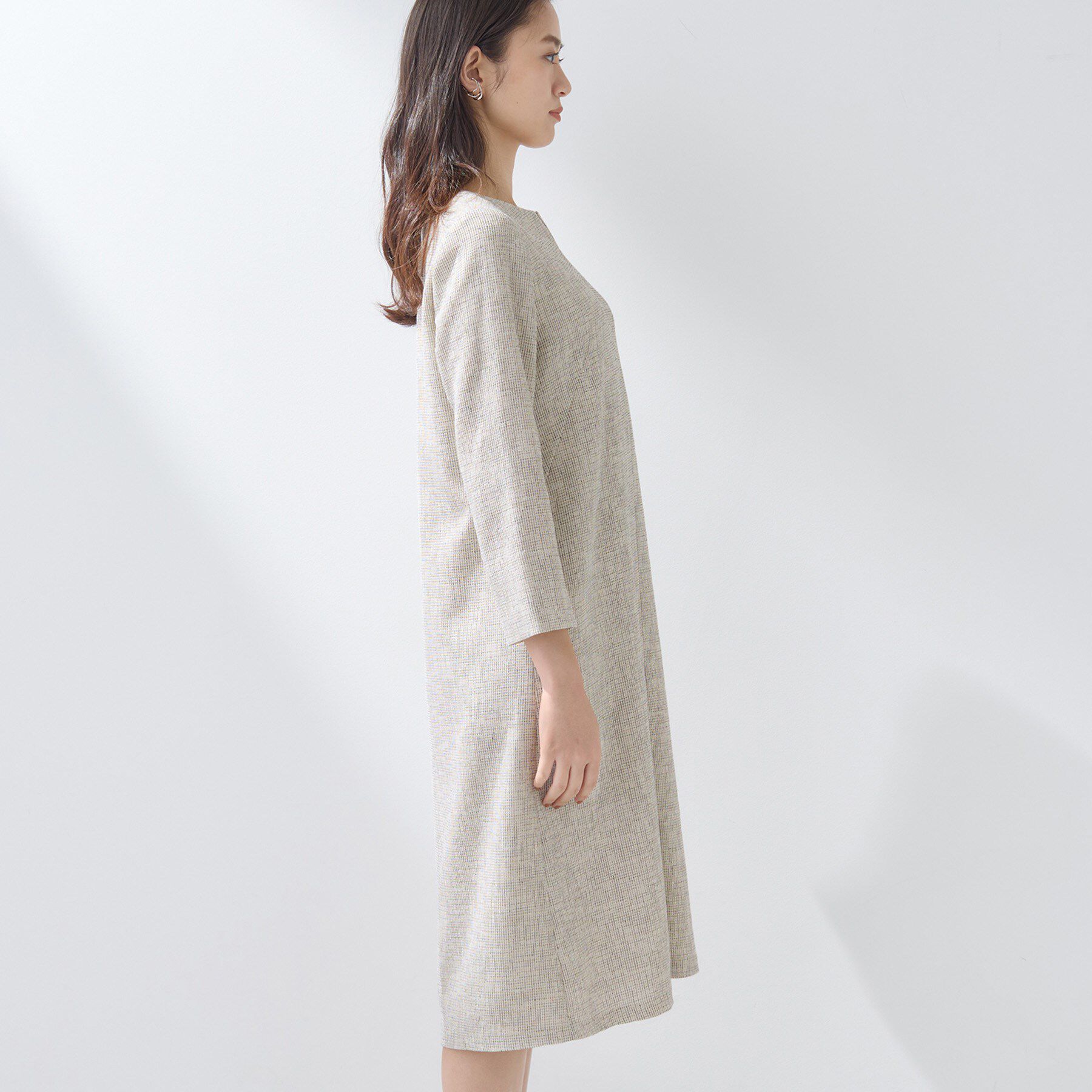 INDIVI「【軽量／SETUP可能】ストレッチツイードAラインワンピース」|ワンピース|
