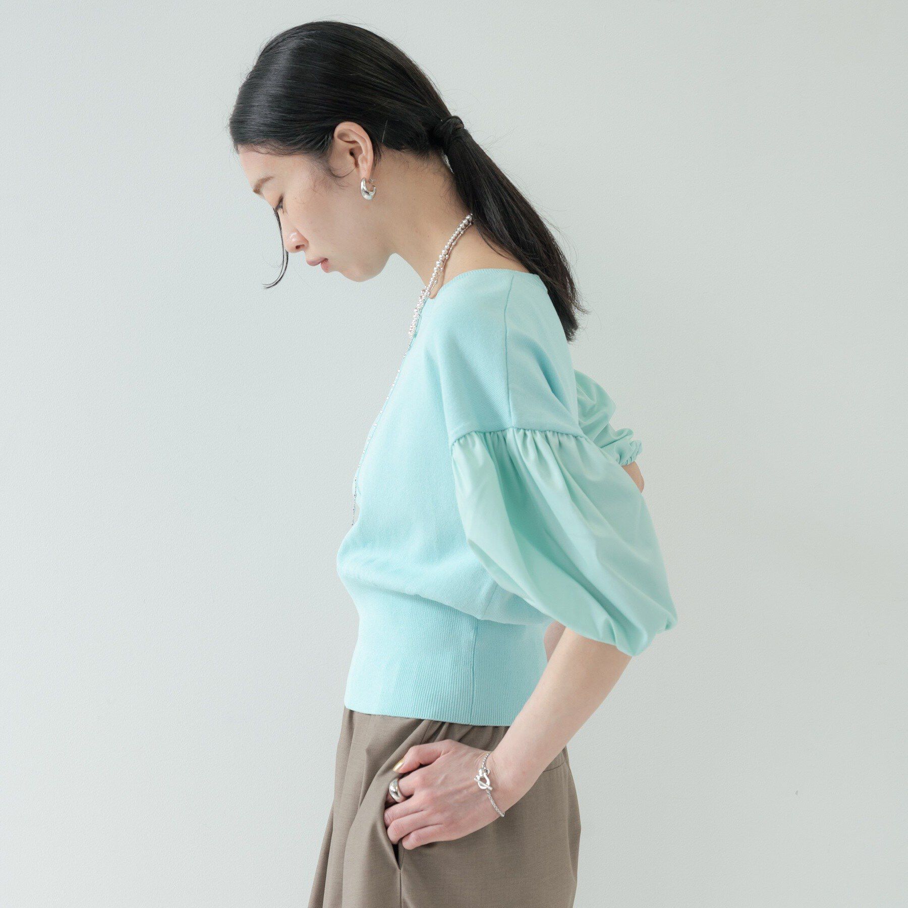 GALLEST「ドッキングパフスリーブニット」|ニット・セーター|サックスブルー(09