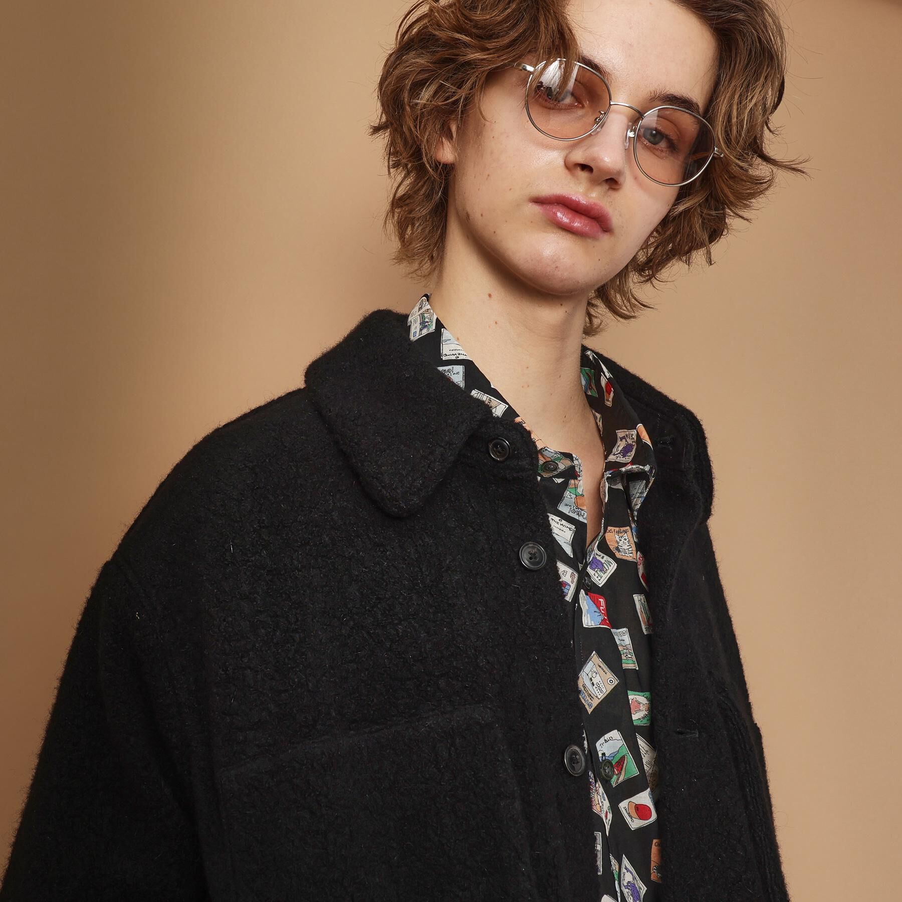 40CARATS&525「ウール混パイルボア4パッチシャツ」|ブルゾン・スタジャン|