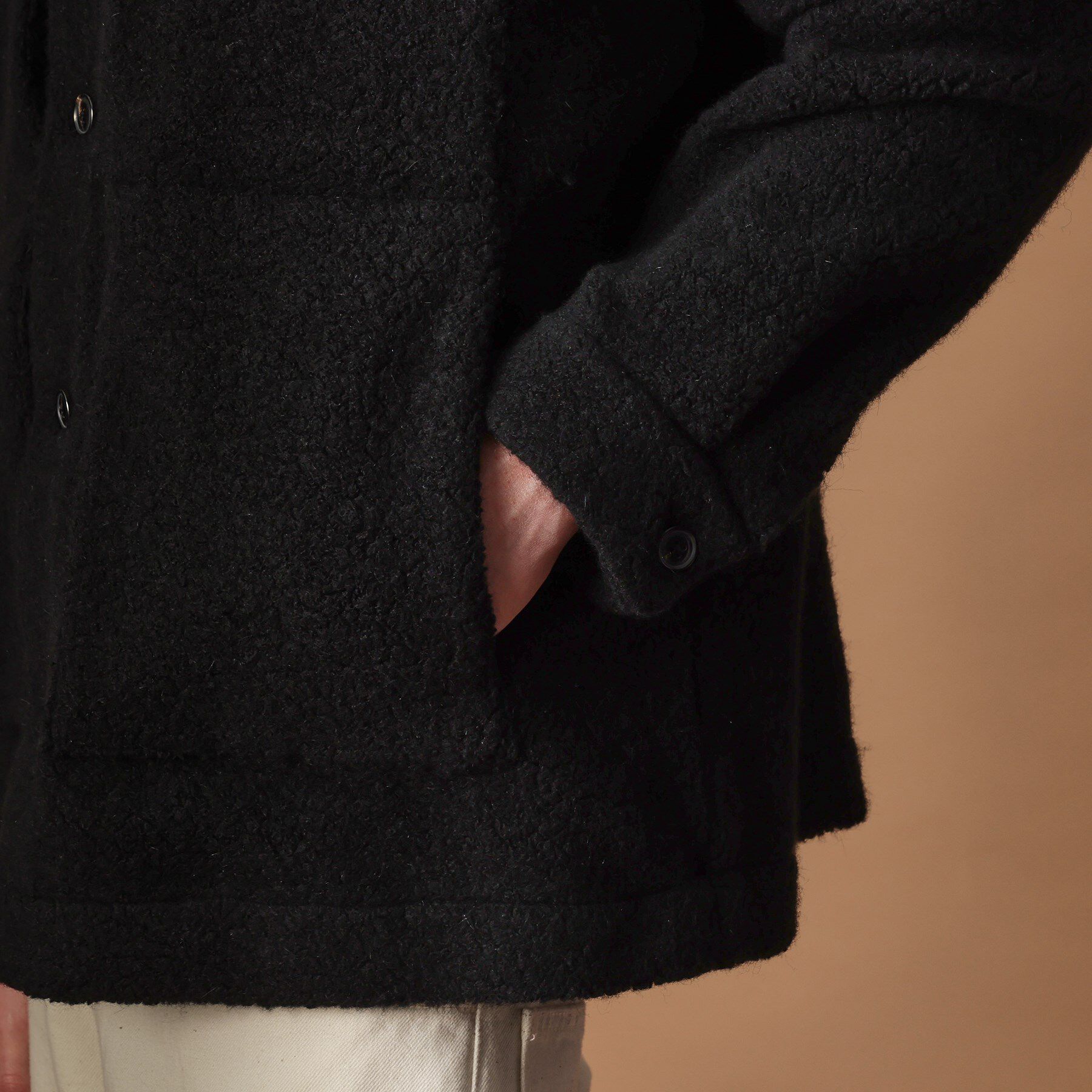 40CARATS&525「ウール混パイルボア4パッチシャツ」|ブルゾン・スタジャン|