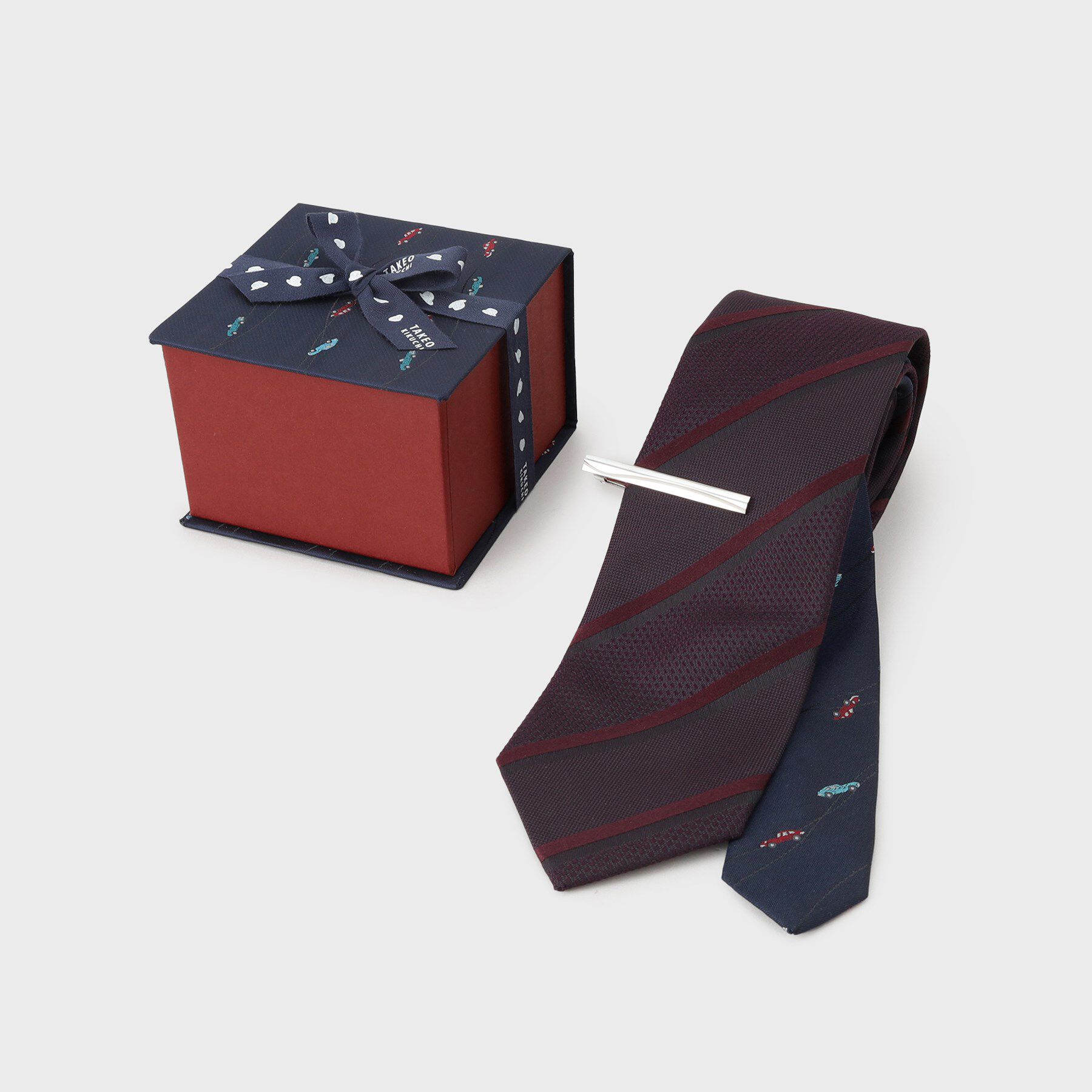 TAKEO KIKUCHI「【BOXセット】クラシックシャドーストライプ ネクタイ＆タイバー」|ネクタイ・蝶ネクタイ|