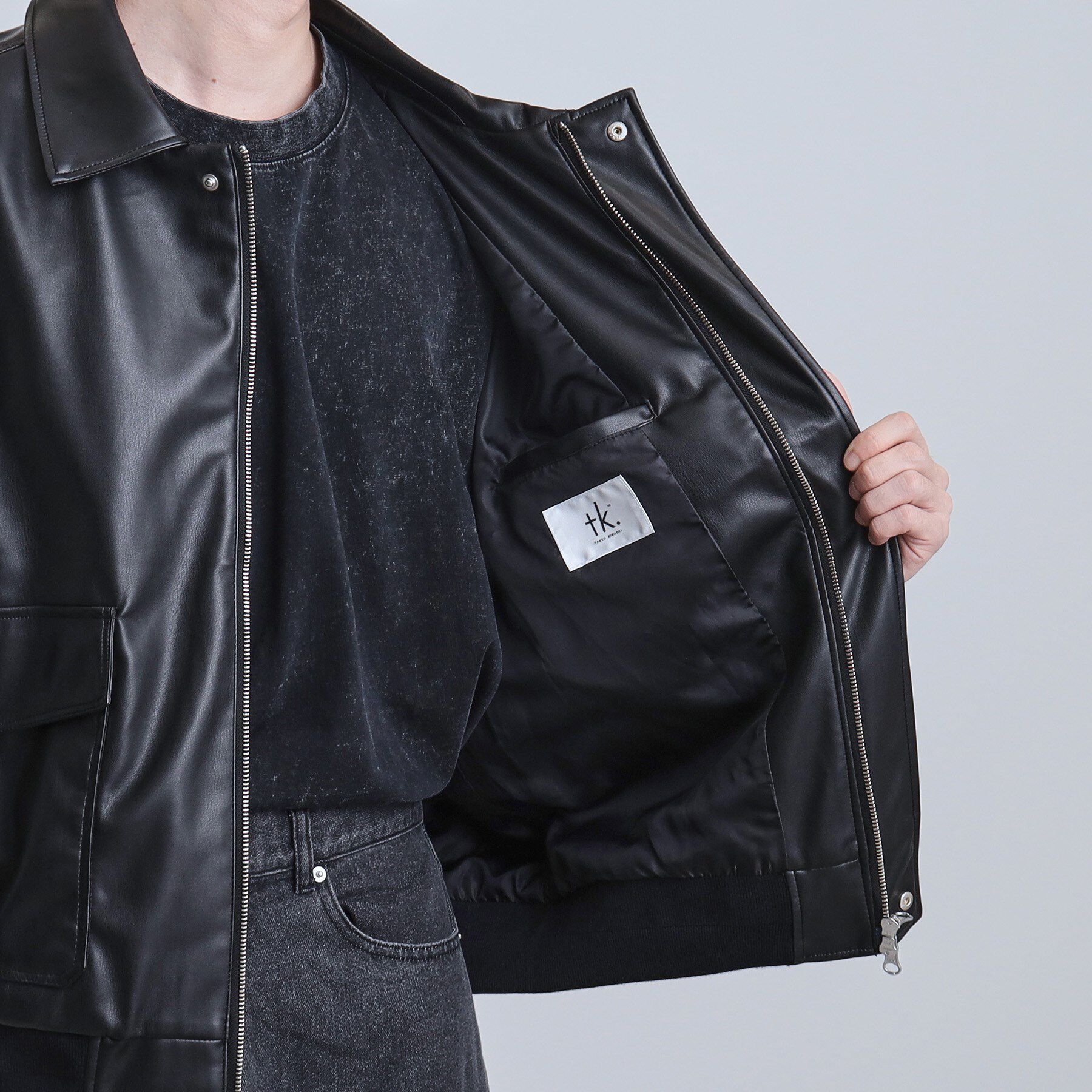 tk.TAKEO KIKUCHI「A－2シンセティックレザーブルゾン」|ブルゾン・スタジャン|