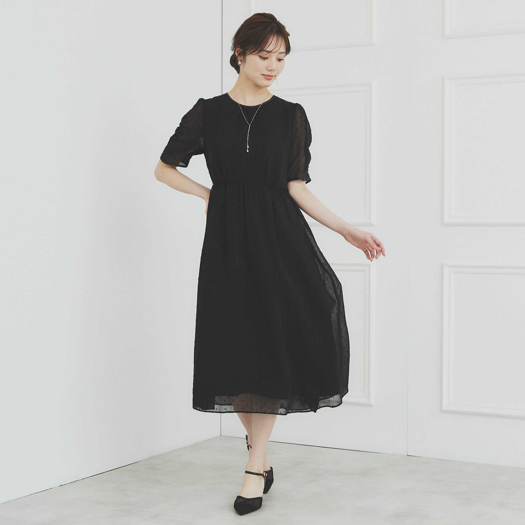 index「フィット＆フレアバイカラーワンピース【洗濯機洗い可/イージーアイロン】」|ワンピース|