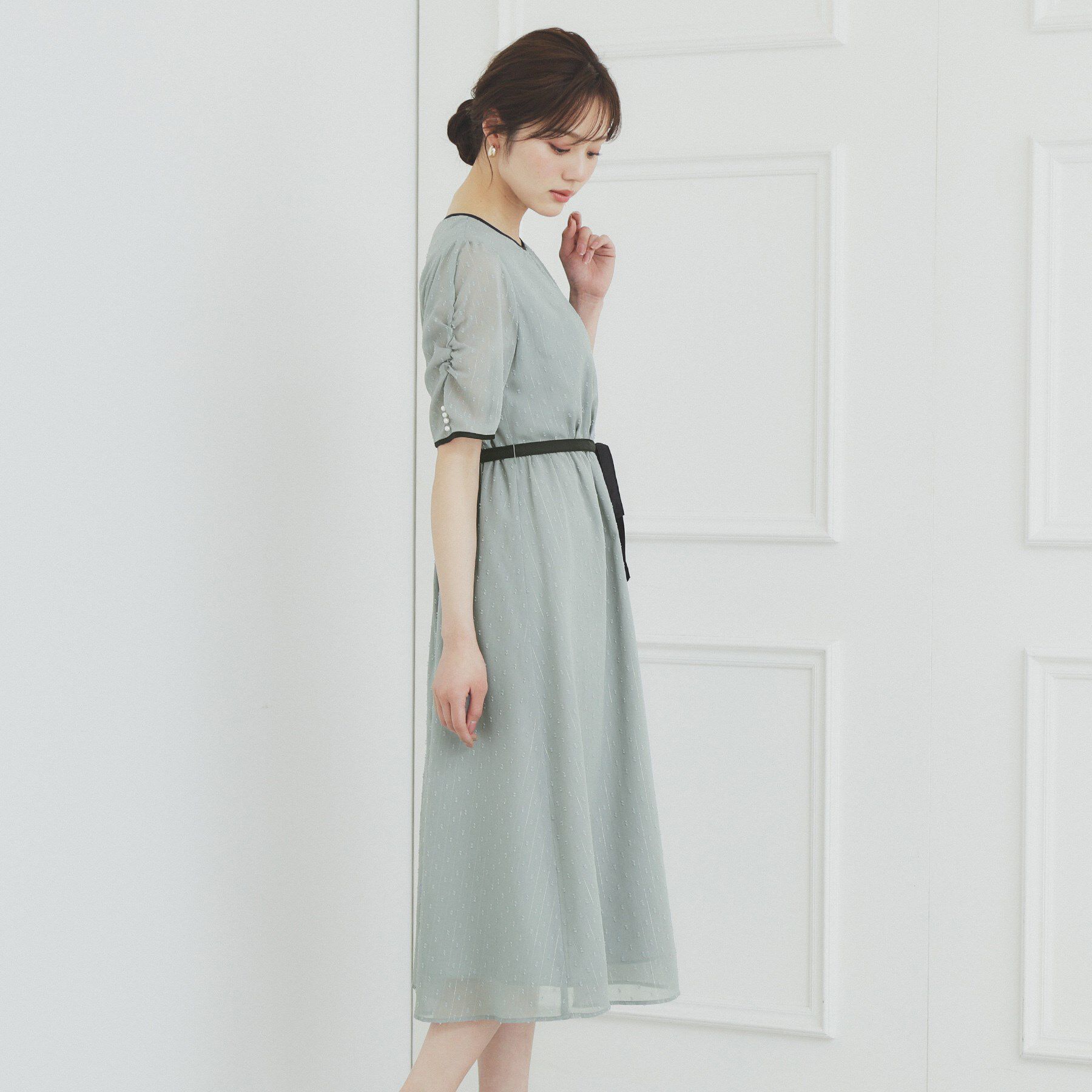 index「フィット＆フレアバイカラーワンピース【洗濯機洗い可/イージーアイロン】」|ワンピース|