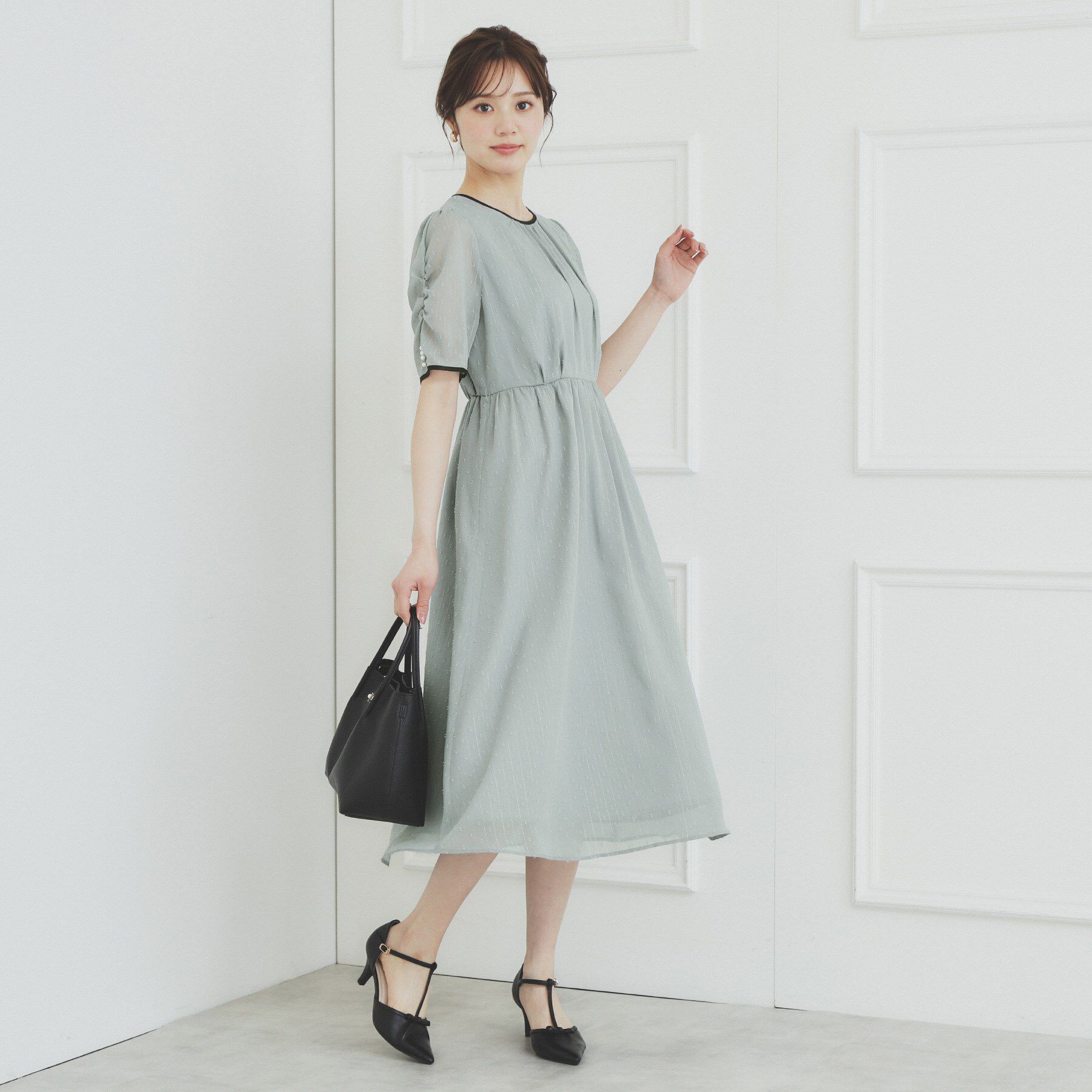 index「フィット＆フレアバイカラーワンピース【洗濯機洗い可/イージーアイロン】」|ワンピース|