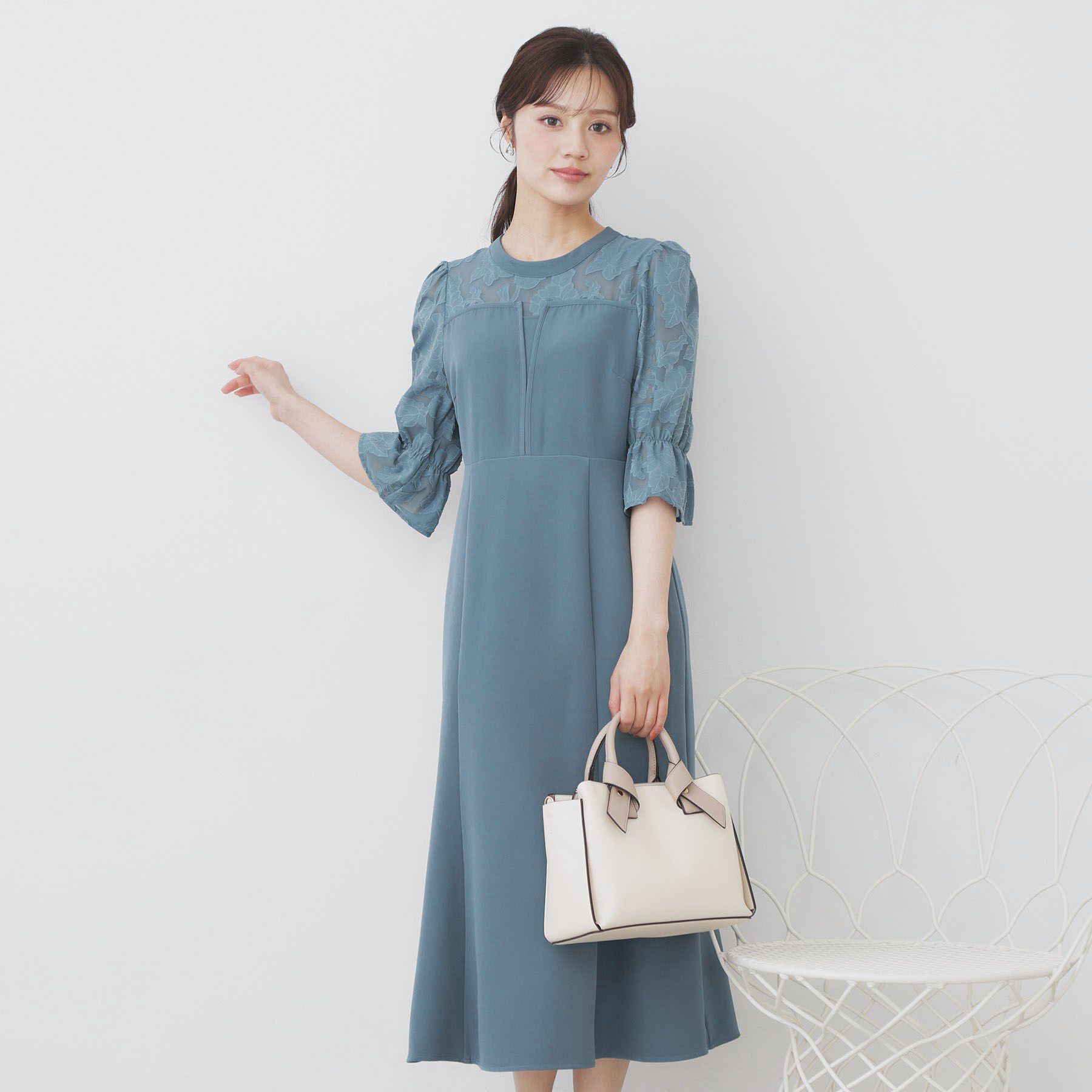 index「ドッキングマーメイドフレアワンピース【洗濯機OK/イージーアイロン/防シワ】」|ワンピース|ブルーグリーン(09