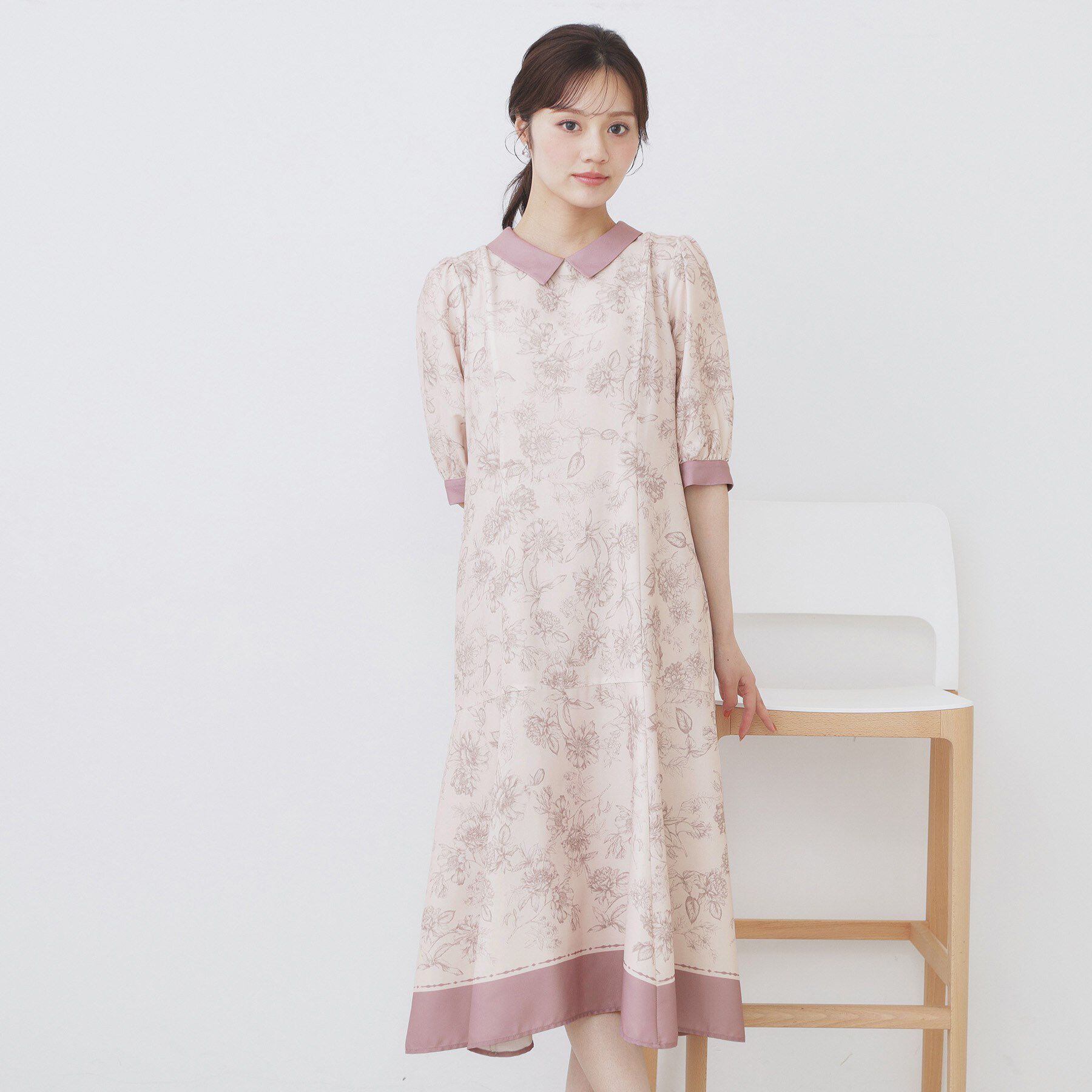 index「2WAY パネルフラワーバイカラーワンピース【洗濯機洗い可/イージーアイロン】」|ワンピース|