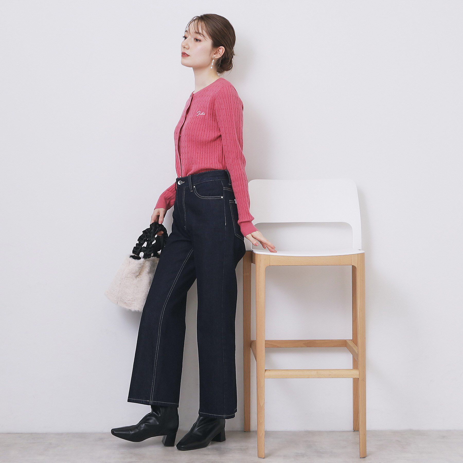 index「クルーネックケーブルカーディガン【洗濯機OK】」|カーディガン|