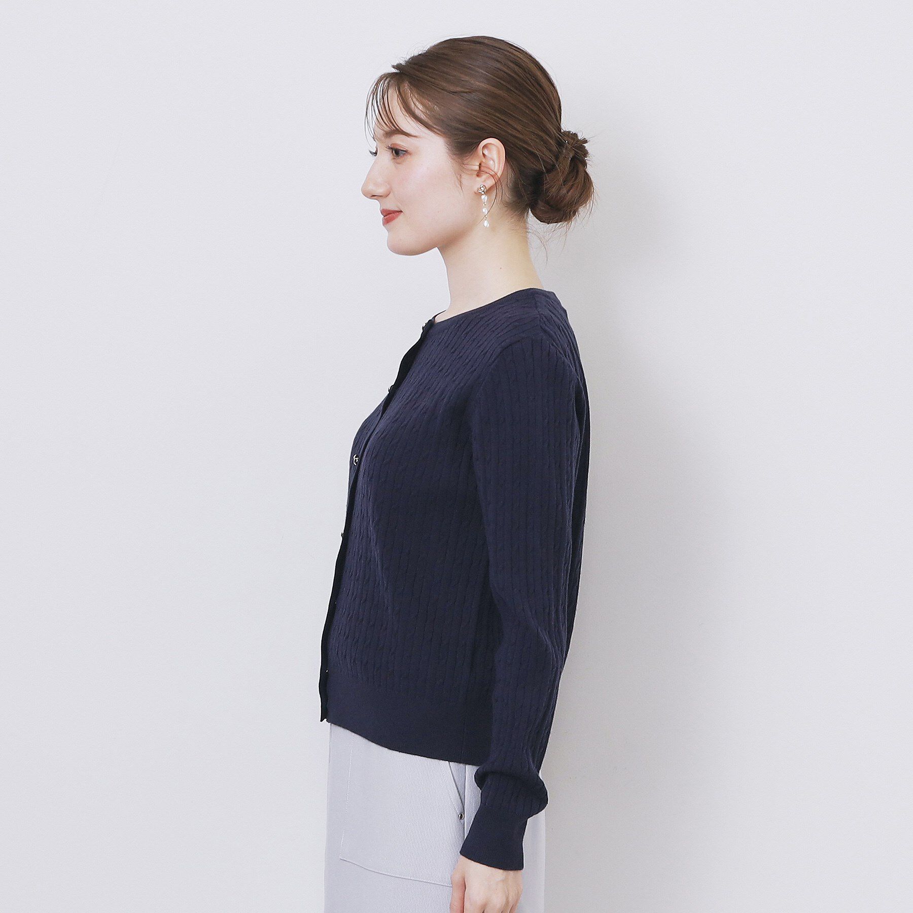 index「クルーネックケーブルカーディガン【洗濯機OK】」|カーディガン|