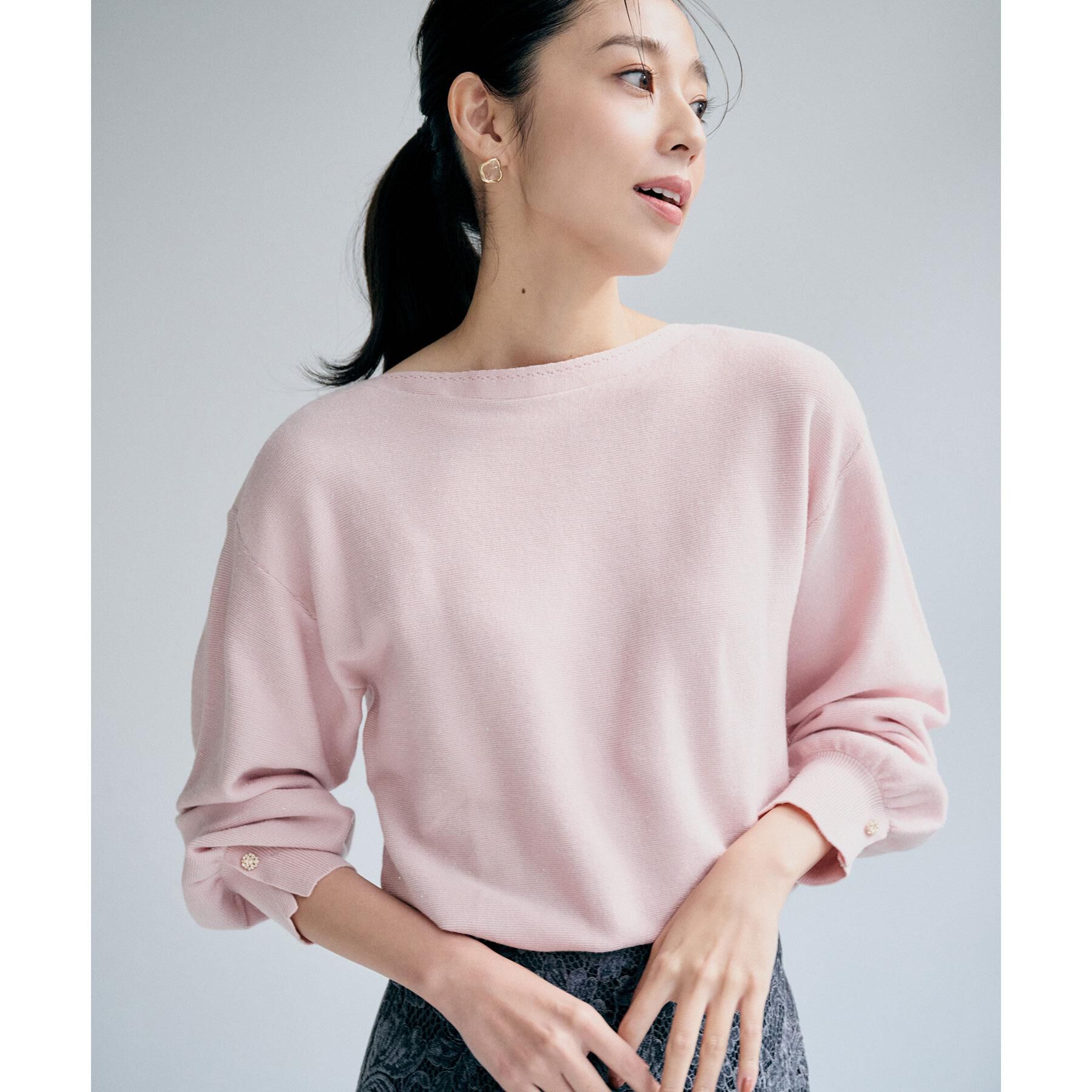 index「ラメガーター編みボートネックニット【洗濯機OK】《8col/XS～LL》」|ニット・セーター|