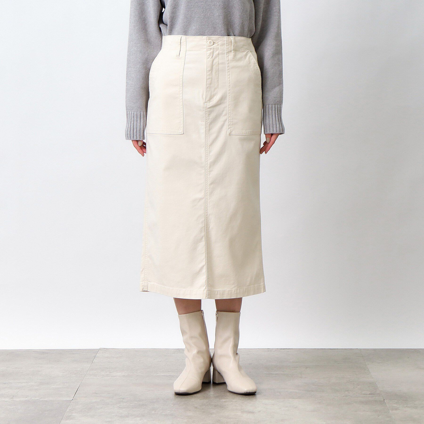 OPAQUE.CLIP「ストレッチベイカースカート/オーガニックコットン混【洗濯機洗い可／ストレッチ】」|スカート|