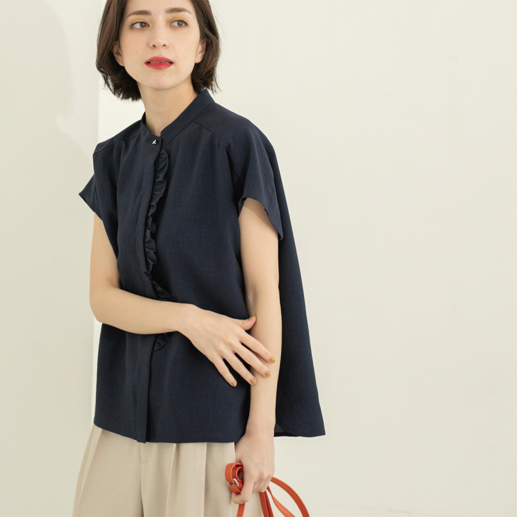 OPAQUE.CLIP「リネンライクフロントフリルブラウス【洗濯機洗い可/吸水速乾/接触冷感】」|シャツ・ブラウス|