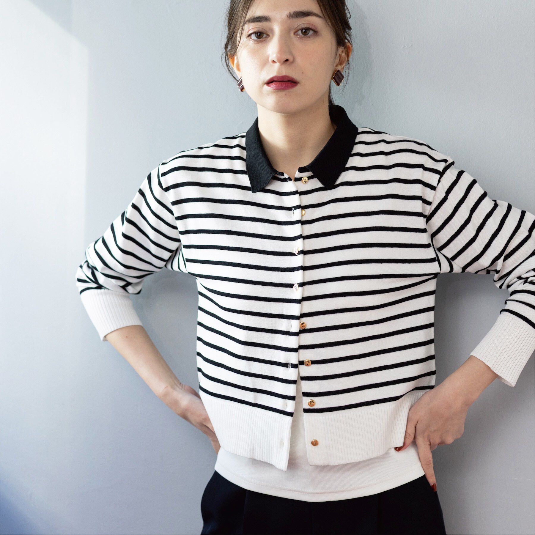 OPAQUE.CLIP「ポロネックカーディガン」|カーディガン|