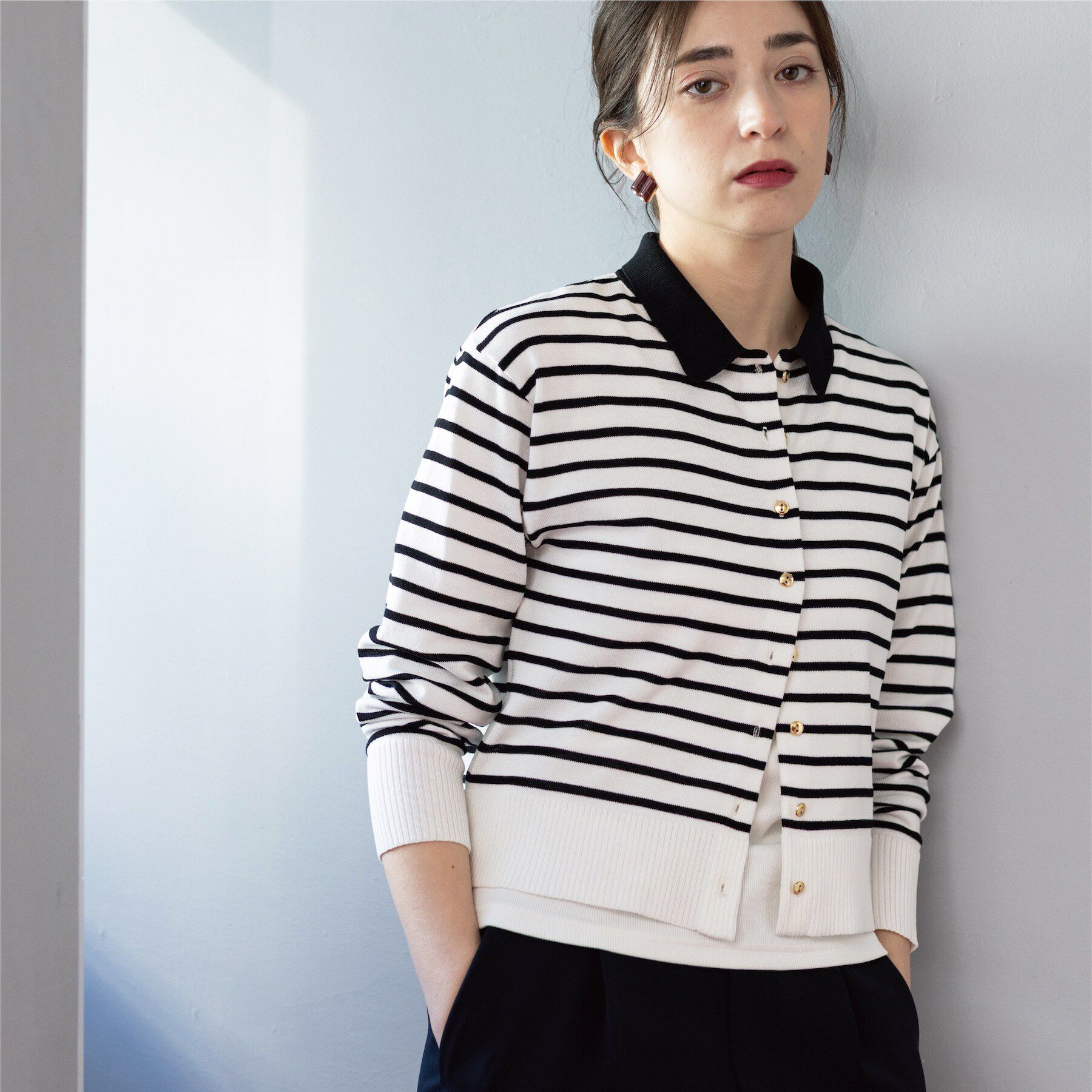 OPAQUE.CLIP「ポロネックカーディガン」|カーディガン|