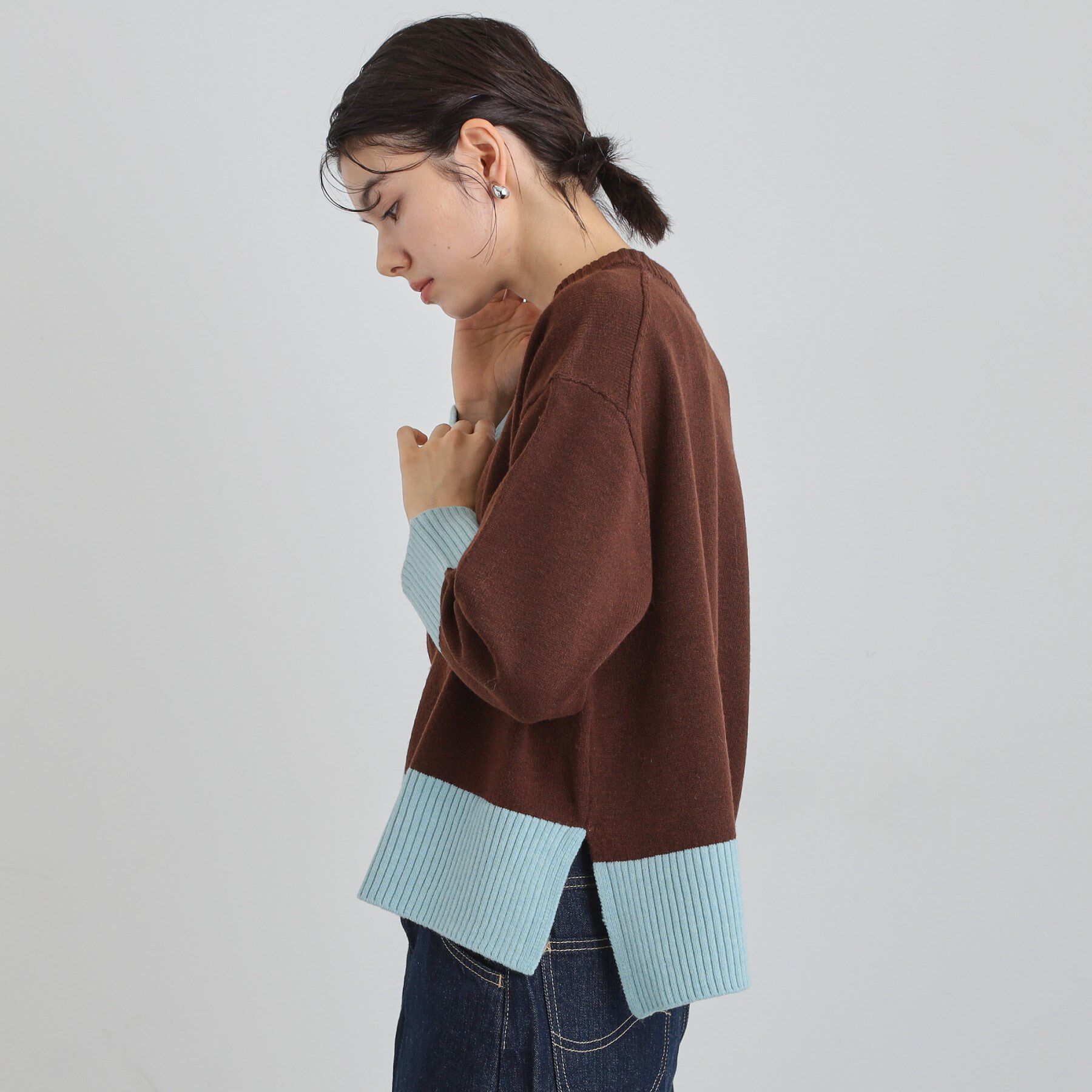 THE SHOP TK「インしないで着られる カラーブロックニット」|ニット・セーター|