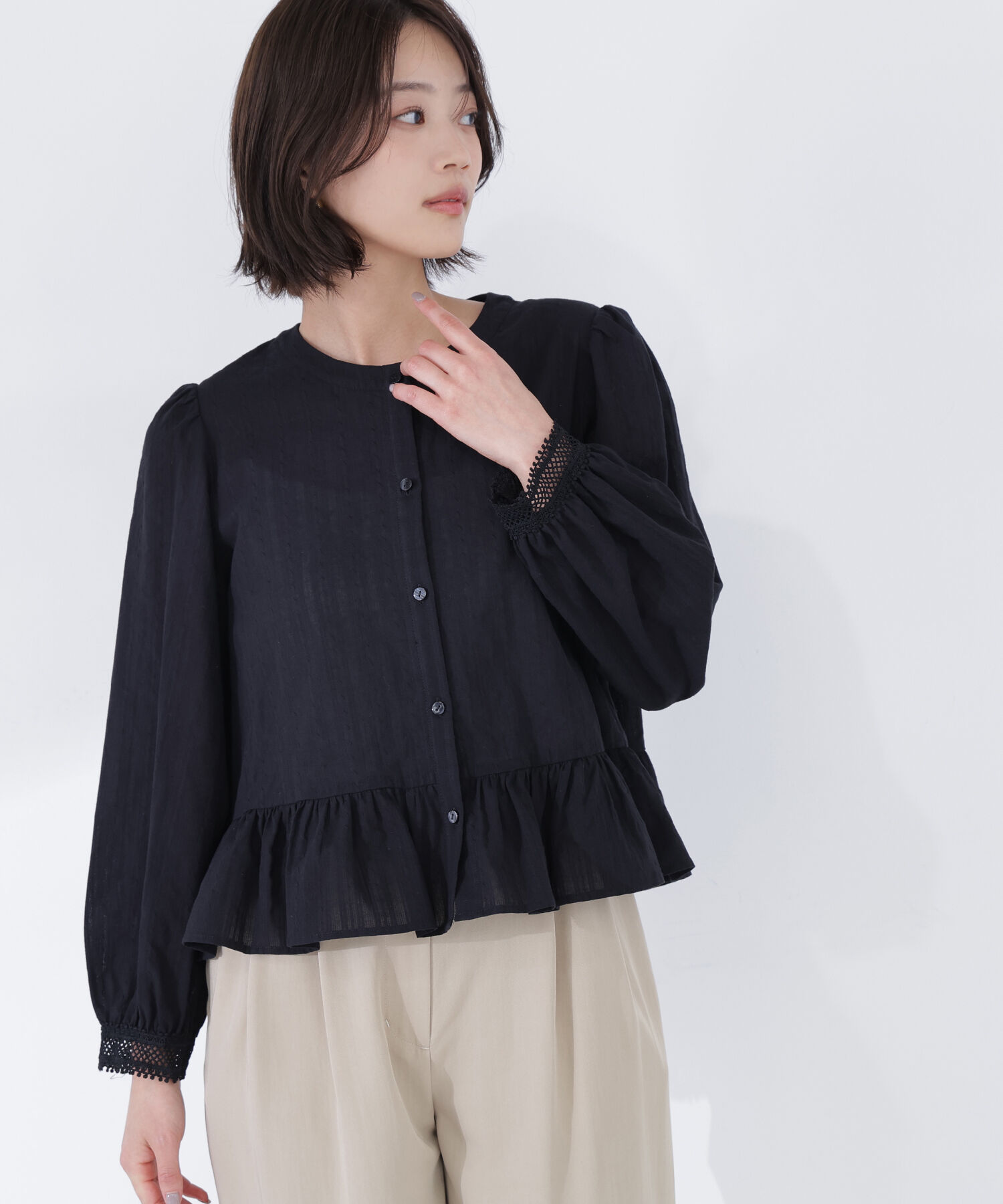  「レースカフスブラウス」|シャツ・ブラウス|