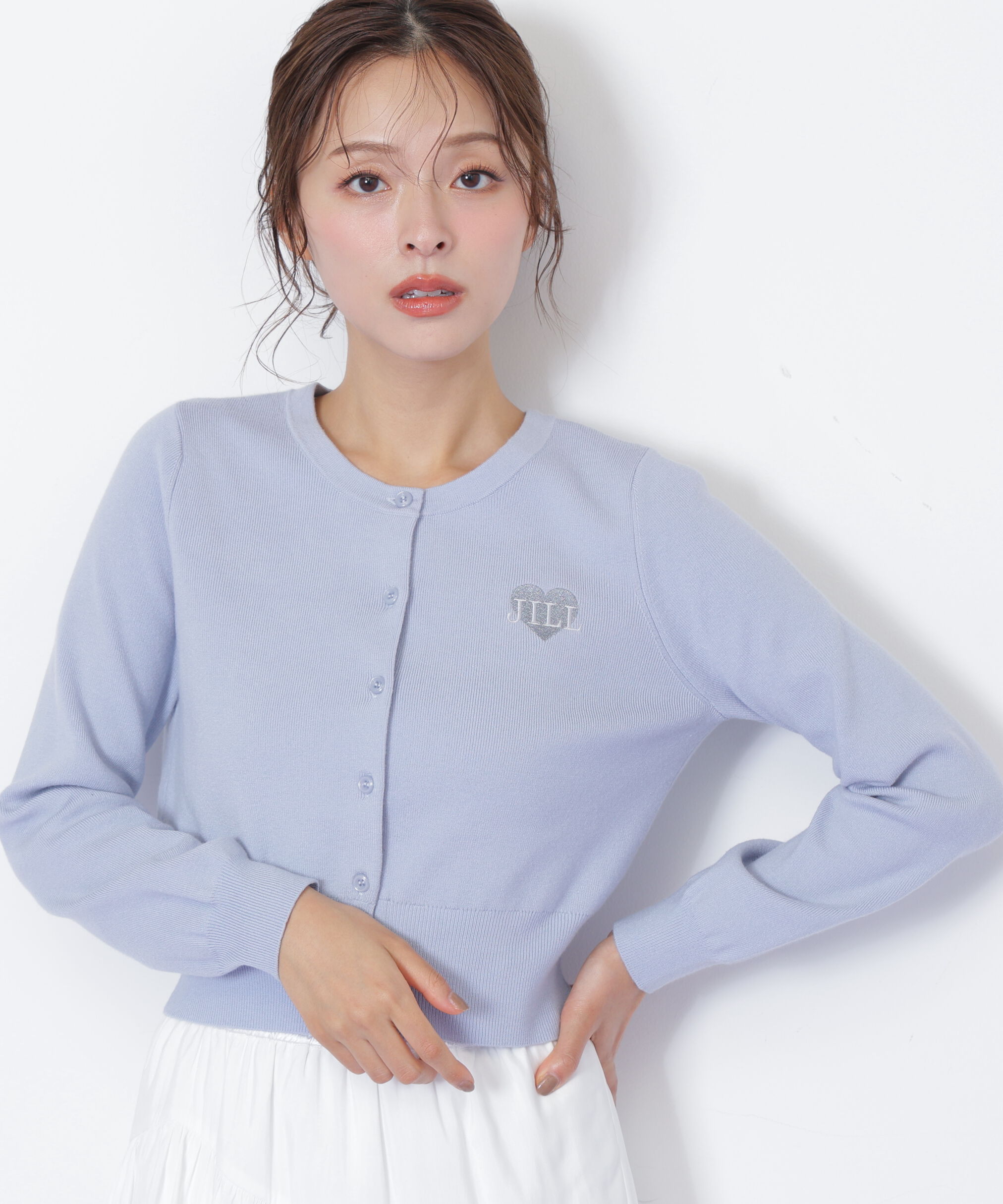  「ハート刺繍カラーカーディガン」|ニット・セーター|