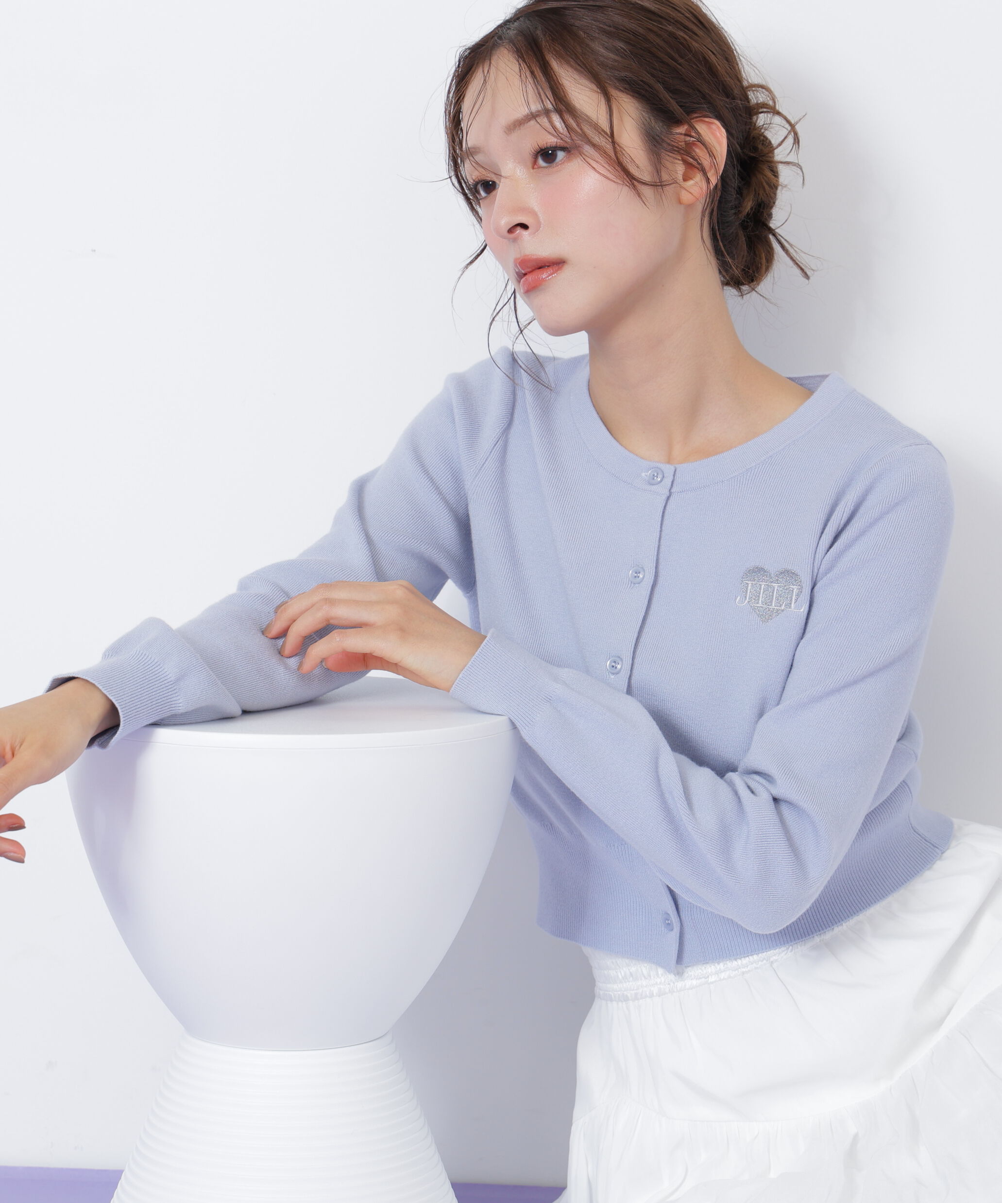  「ハート刺繍カラーカーディガン」|ニット・セーター|