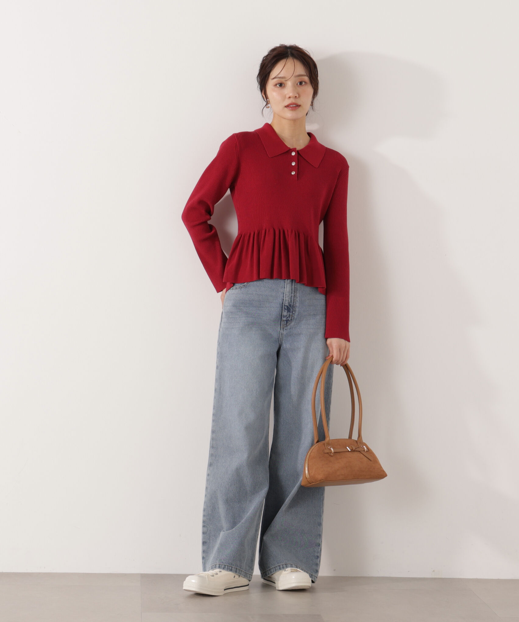 PROPORTION BODY DRESSING「＜ハンドウォッシャブル＞ペプラムポロニット 26SS」|ニット・セーター|