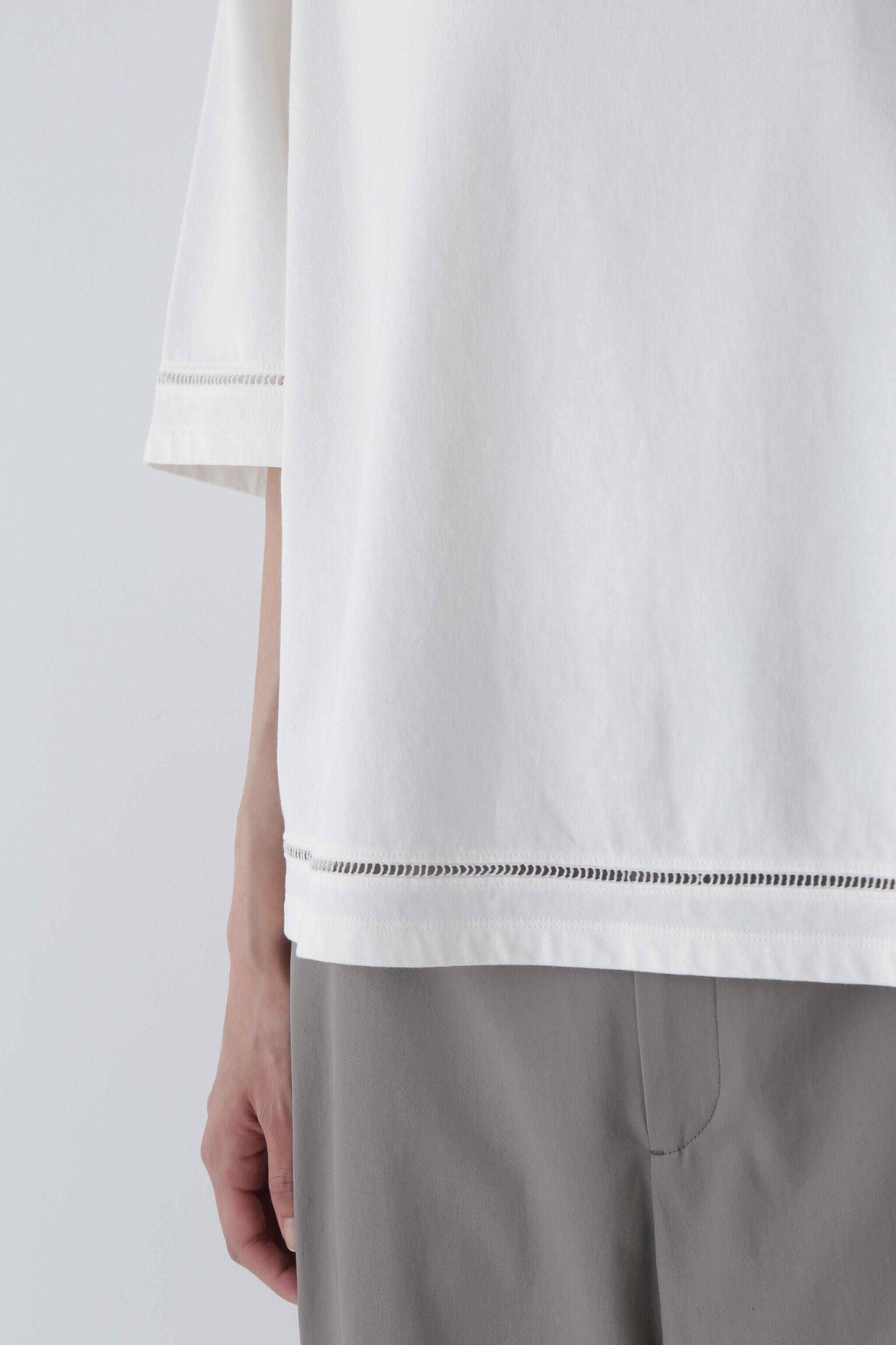  「◆ハイゲージ裏毛レースコンビカットソープルオーバー」|Tシャツ・カットソー|