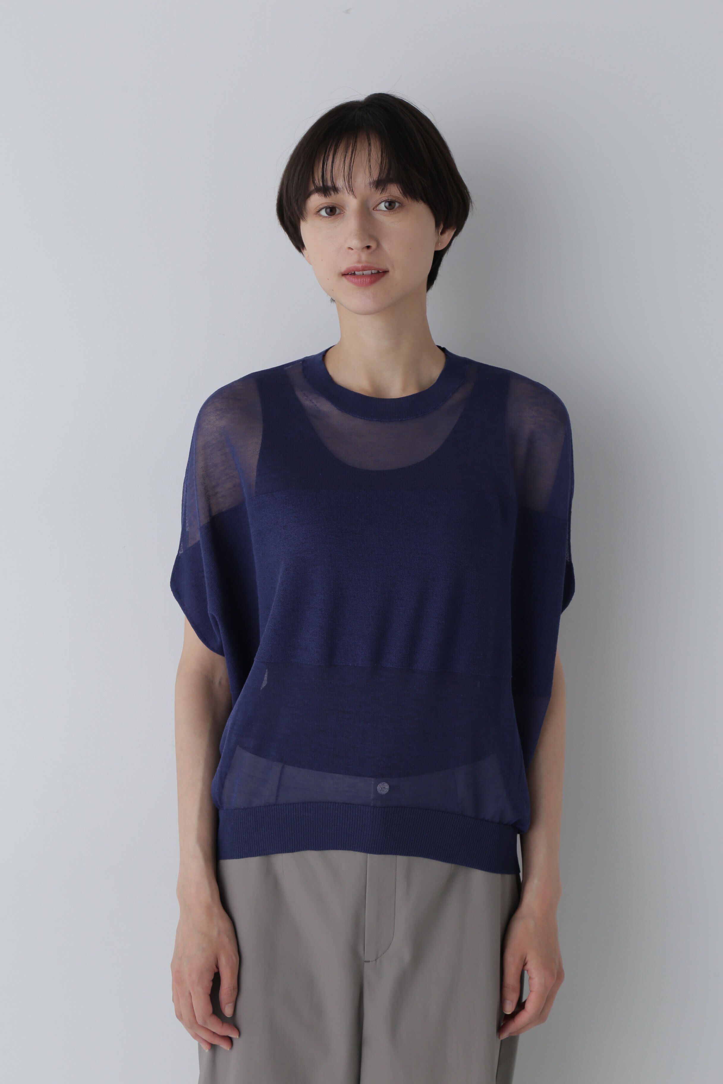  「◆シアーパネルニットプルオーバー」|ニット・セーター|