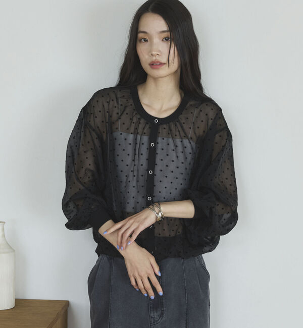 Doux archives「２ＷＡＹシアードットカーディガン」|シャツ・ブラウス|BLACK