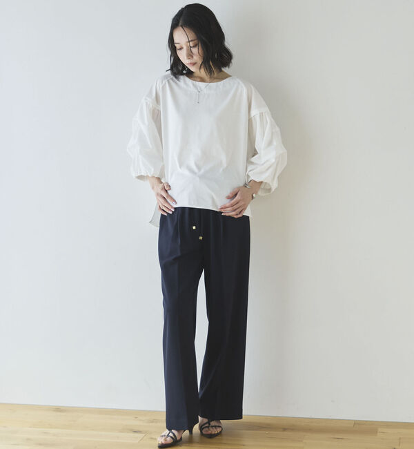 Doux archives「【接触冷感／イージーケア】タックデザイントップス」|Tシャツ・カットソー|