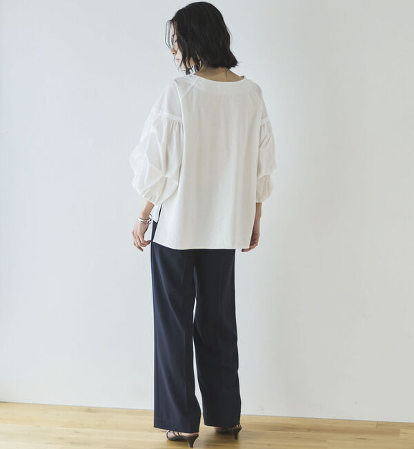 Doux archives「【接触冷感／イージーケア】タックデザイントップス」|Tシャツ・カットソー|