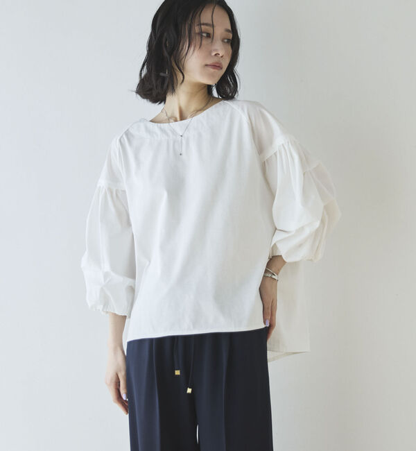 Doux archives「【接触冷感／イージーケア】タックデザイントップス」|Tシャツ・カットソー|