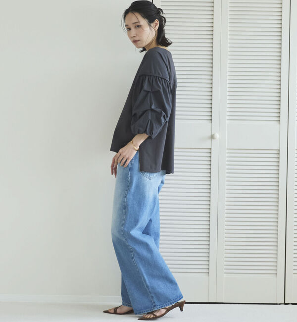 Doux archives「【接触冷感／イージーケア】タックデザイントップス」|Tシャツ・カットソー|