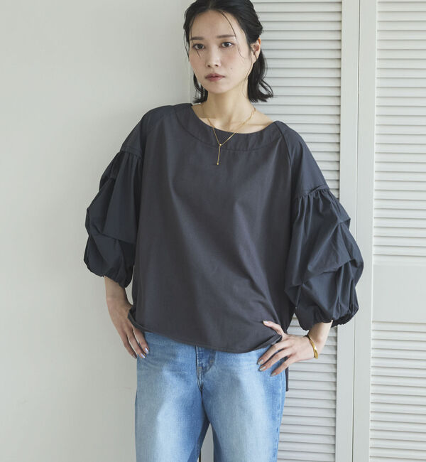 Doux archives「【接触冷感／イージーケア】タックデザイントップス」|Tシャツ・カットソー|