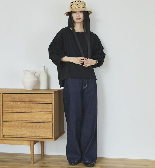 Doux archives「【接触冷感／イージーケア】タックデザイントップス」|Tシャツ・カットソー|