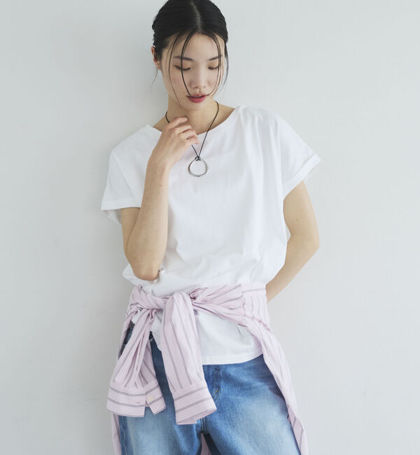 Doux archives「ターンバックスリーブベーシックＴシャツ」|Tシャツ・カットソー|OFF WHITE