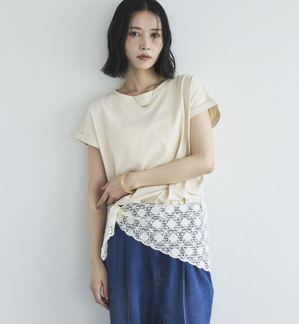 Doux archives「ターンバックスリーブベーシックＴシャツ」|Tシャツ・カットソー|BEIGE