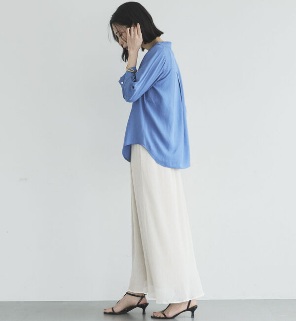 Doux archives「ウォッシャブルリネンライクⅤ開きタックブラウス」|シャツ・ブラウス|