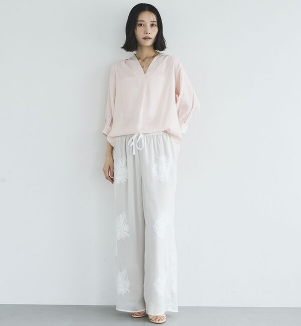 Doux archives「ウォッシャブルリネンライクⅤ開きタックブラウス」|シャツ・ブラウス|