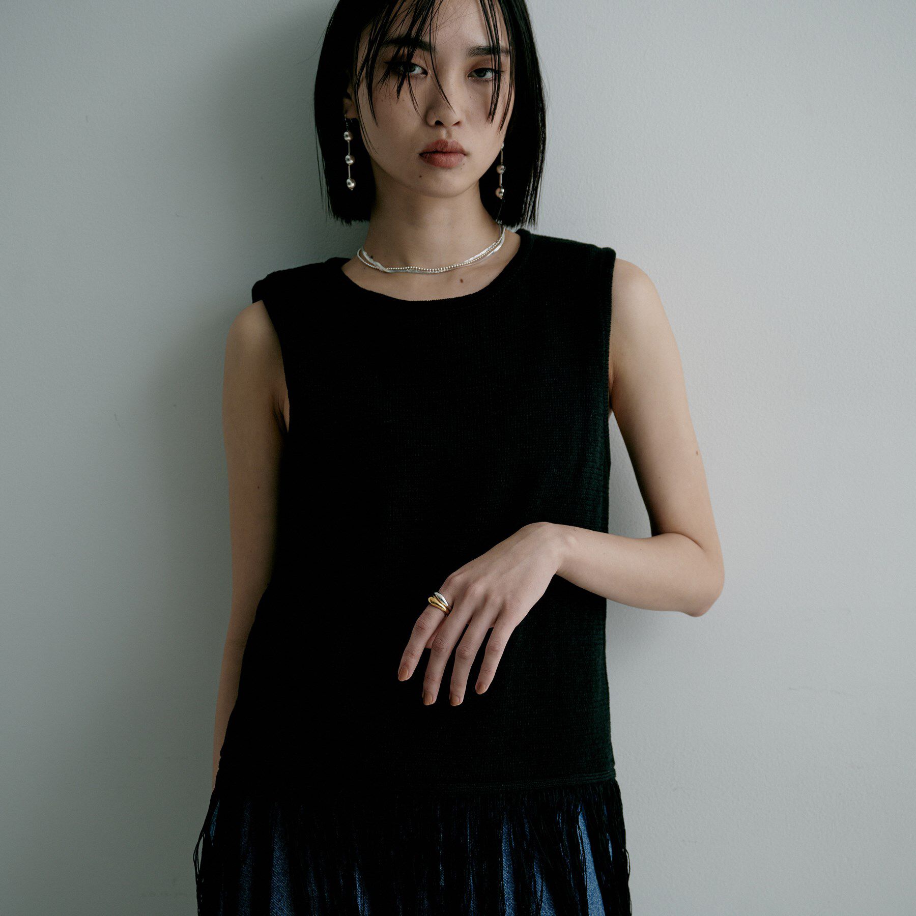 COCOSHNIK ONKITSCH「シルバー コンビカラー ニュアンススタックリング」|リング|