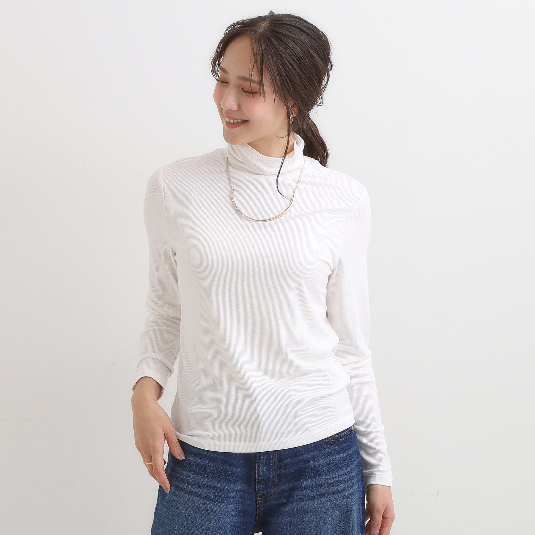 SHOO･LA･RUE「【S-LL/吸湿発熱】なめらかとろみ インナータートル」|Tシャツ・カットソー|