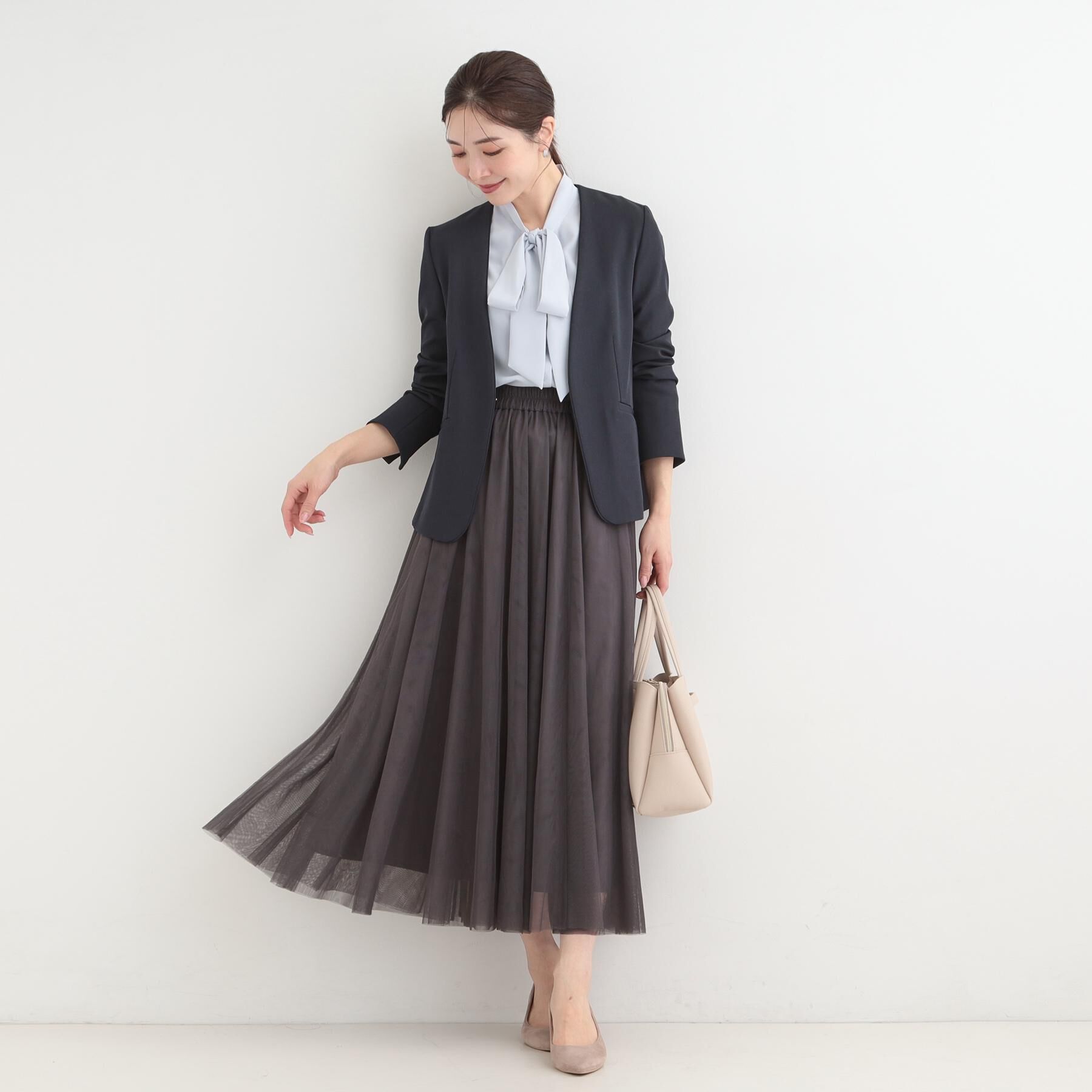 SHOO･LA･RUE「【洗濯機可/S-3L】リボンボウタイが魅力　大人の華やかブラウス」|シャツ・ブラウス|